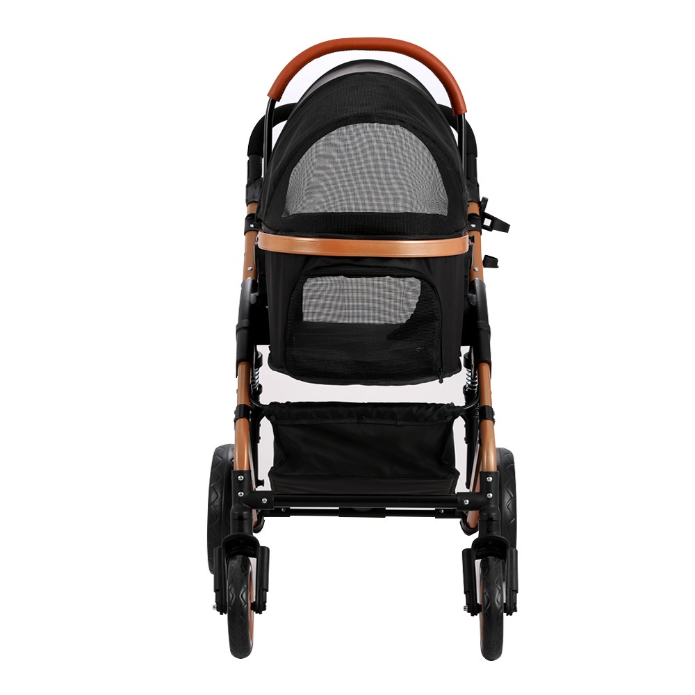 3-in-1 Pet Dog Cat Stroller Pram 4 Wheel With Detachable Carrier Car Seat Rose Gold - Image 3