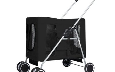 3-in-1 Pet Dog Cat Stroller Pram With Detachable Carrier Car Seat Black