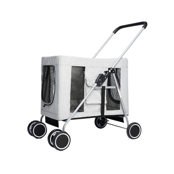 3-in-1 Pet Dog Cat Stroller Pram With Detachable Carrier Car Seat White