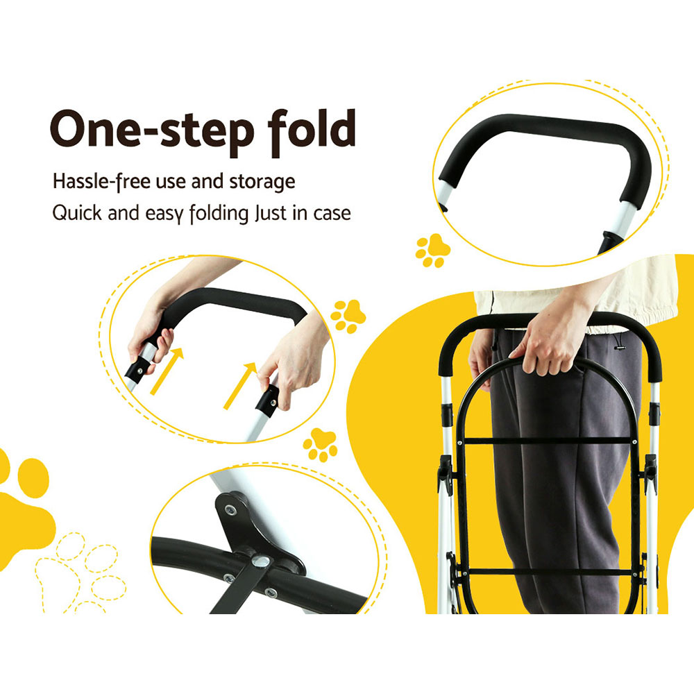 4-in-1 Pet Dog Cat Stroller Pram 4 Wheel With Detachable Carrier Car Seat Blue - Image 6