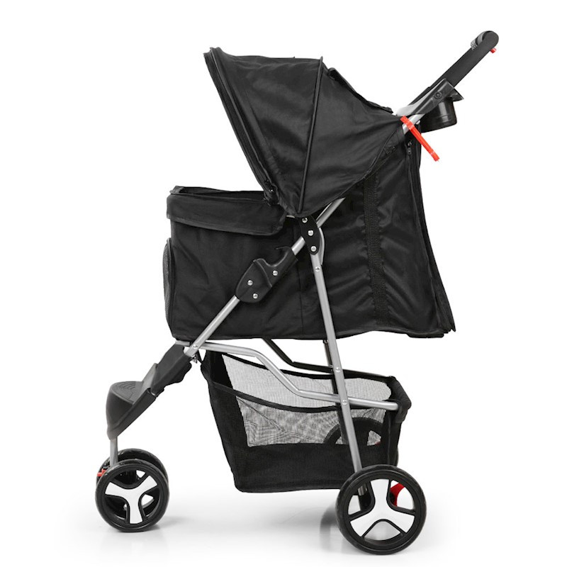 Pet Dog Cat Stroller Pram 3 Wheel Black - Image 5