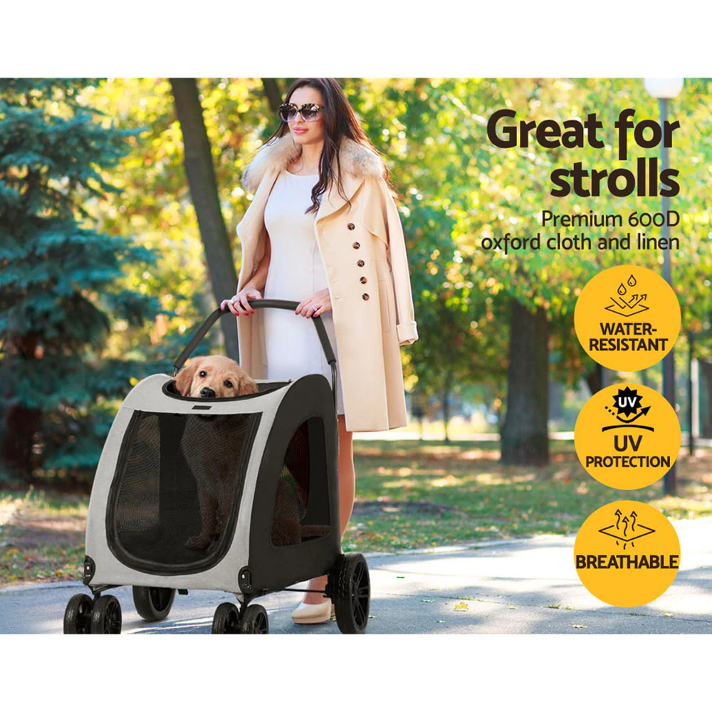 Pet Dog Cat Stroller Pram 4 Wheel Black Model 2 - Image 3