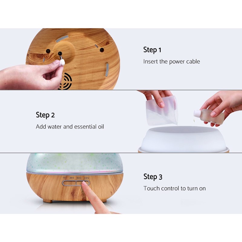 400ml 4-in-1 Aromatherapy Oil Diffuser Glass Fireworks - Image 3
