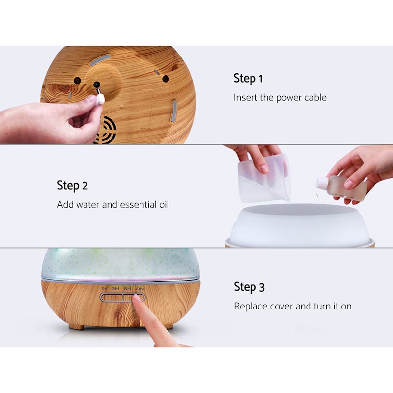 400ml 4-in-1 Aromatherapy Oil Diffuser Glass Fireworks - Image 5