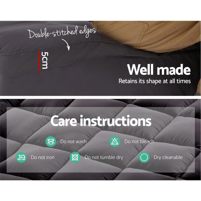 Bamboo Pillowtop Mattress Topper Charcoal Queen - Image 3