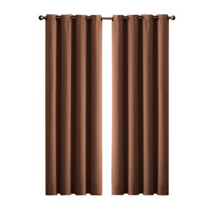 Blockout Curtains Eyelet Matte Brown