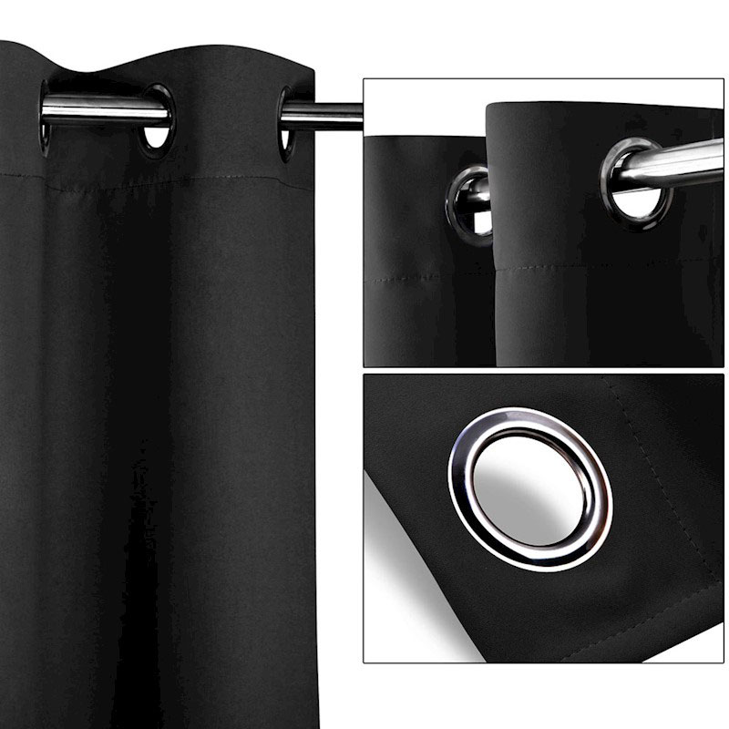 Blockout Eyelet Curtains Black - Image 3