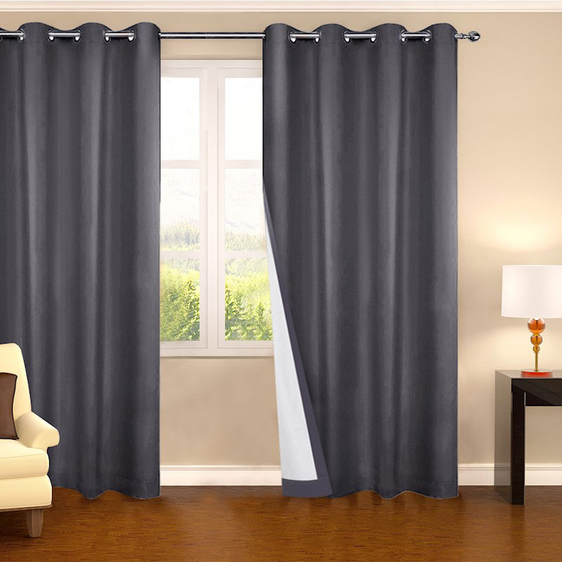 Blockout Eyelet Curtains Grey - Image 2
