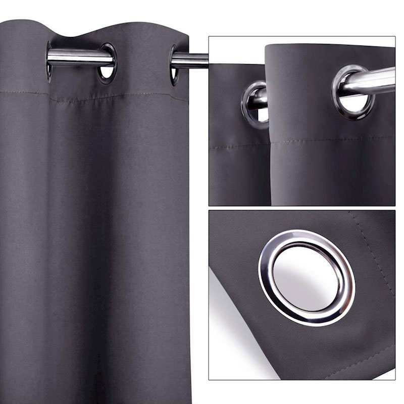 Blockout Eyelet Curtains Grey - Image 3