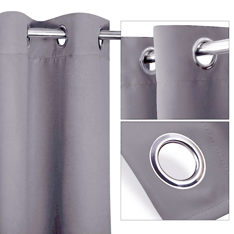 Blockout Eyelet Curtains Light Grey - Image 2