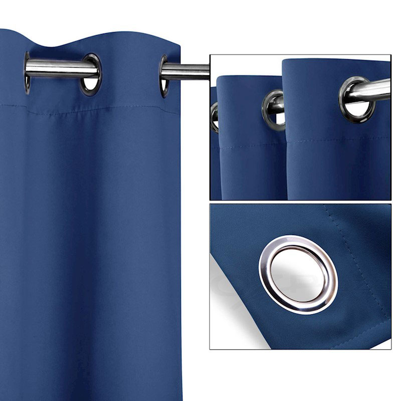 Blockout Eyelet Curtains Navy Blue - Image 3