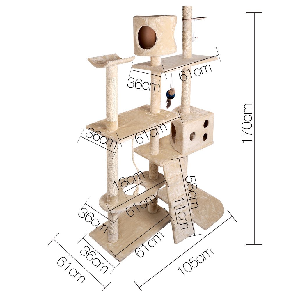 Cat Kitten Toy 170cm Scratching Tree Beige - Image 3