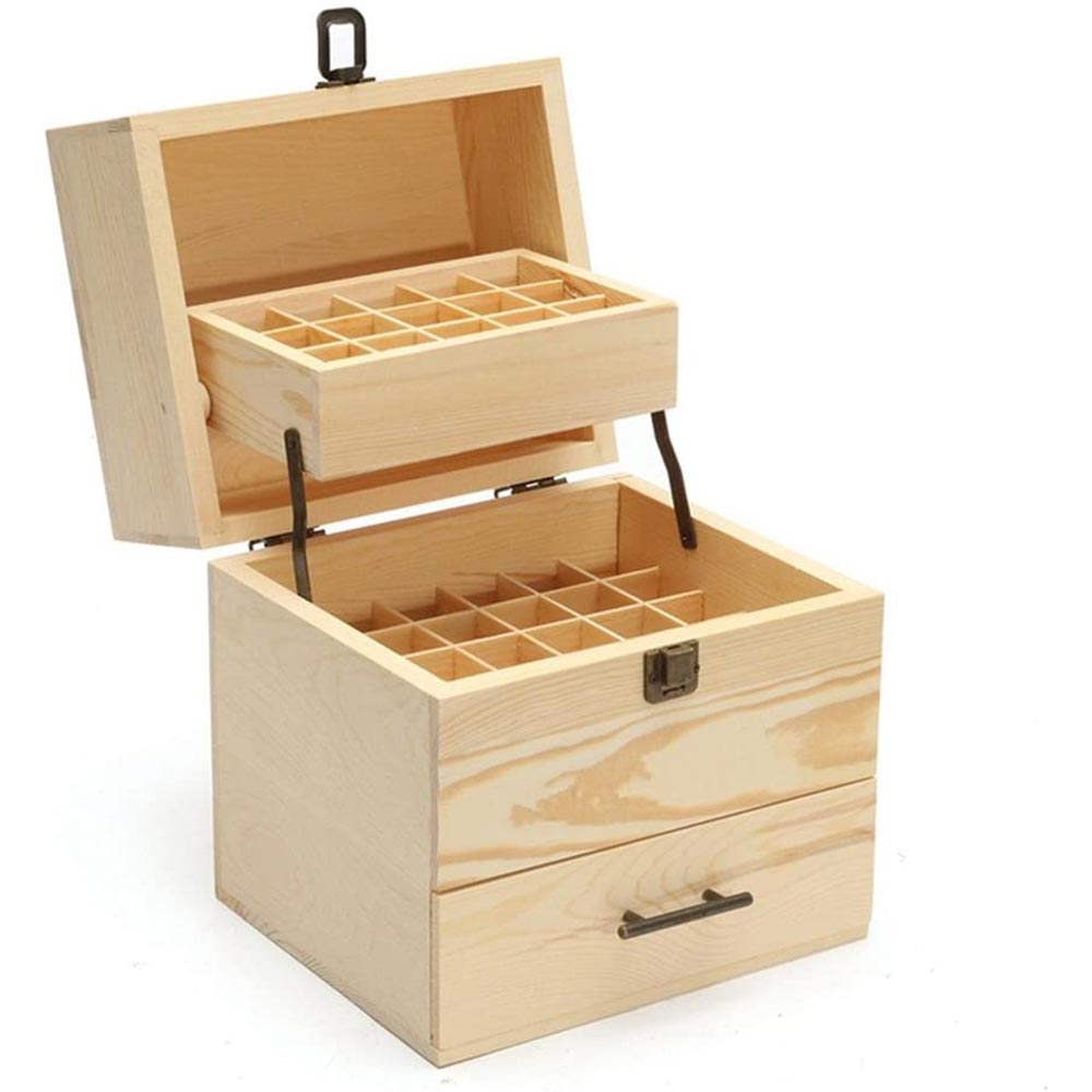 Aromatherapy Essential Oil Box Wooden 59 Slots - Image 2