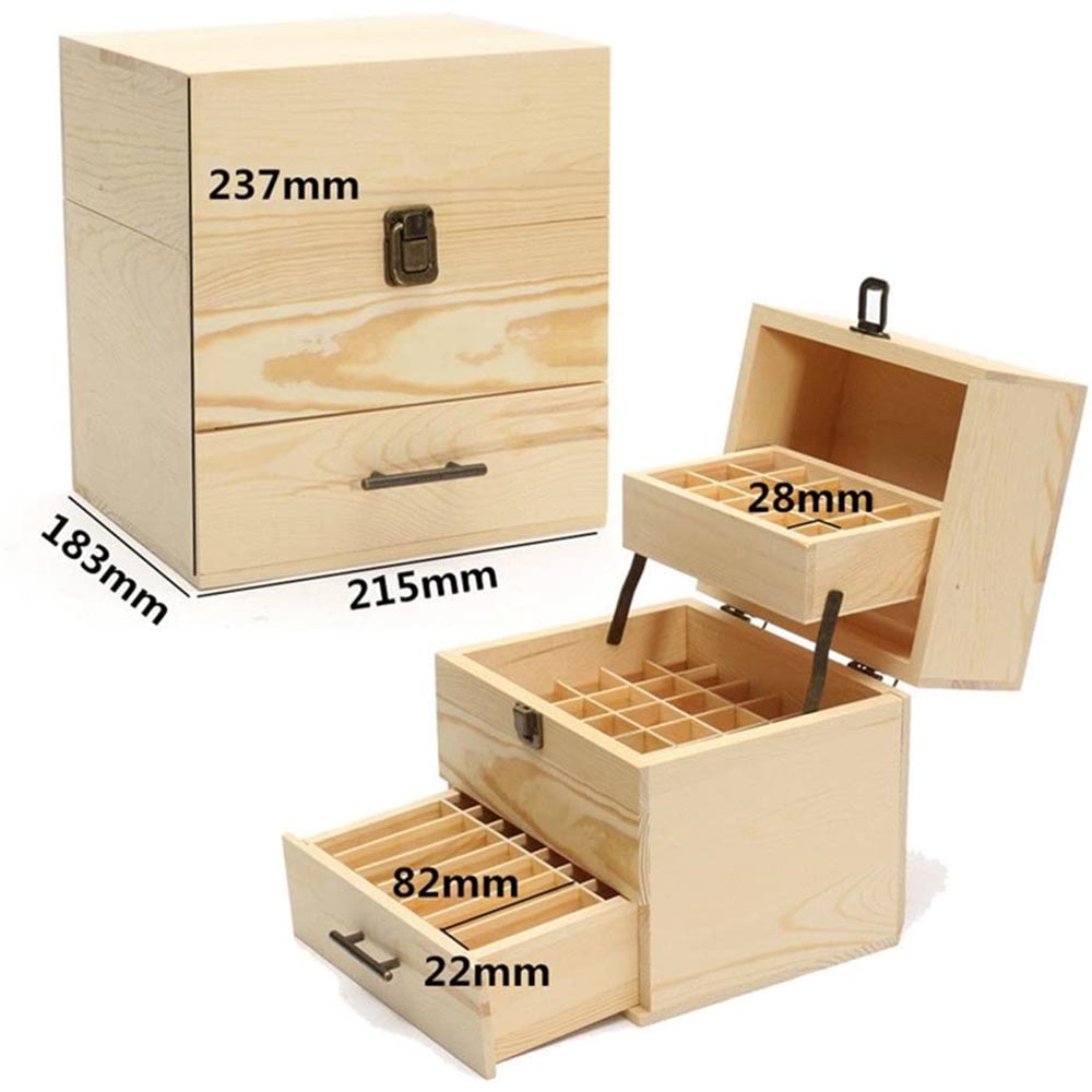 Aromatherapy Essential Oil Box Wooden 59 Slots - Image 3