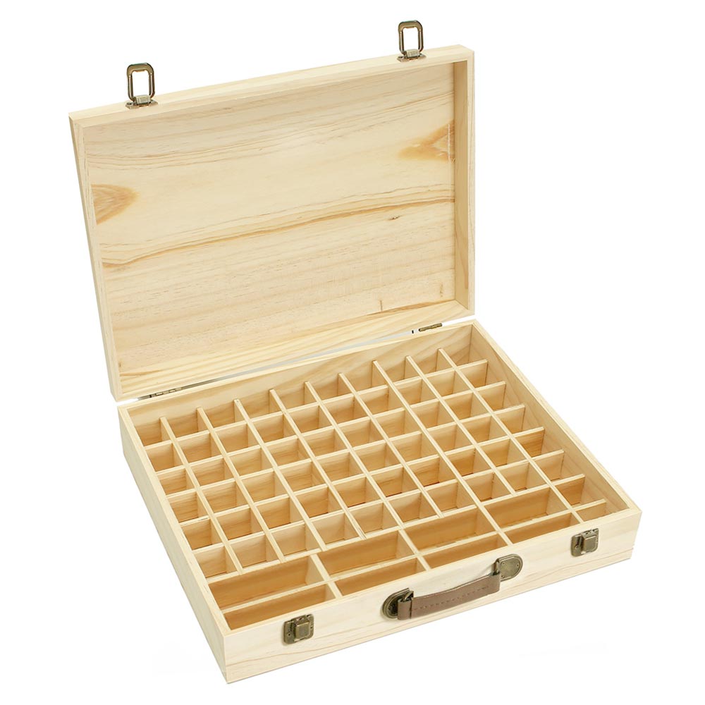 Aromatherapy Essential Oil Box Wooden 70 Slots