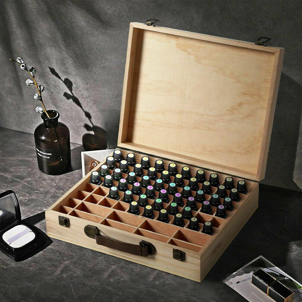 Aromatherapy Essential Oil Box Wooden 70 Slots - Image 3