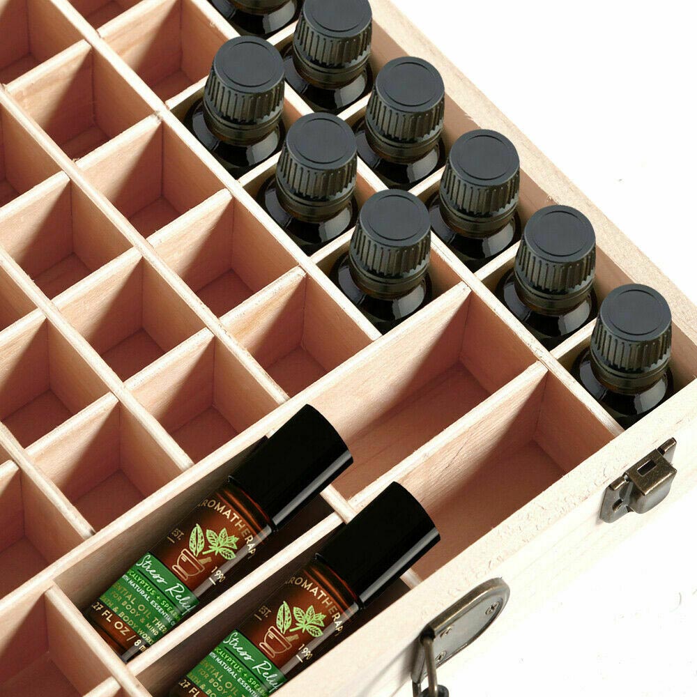 Aromatherapy Essential Oil Box Wooden 70 Slots - Image 5
