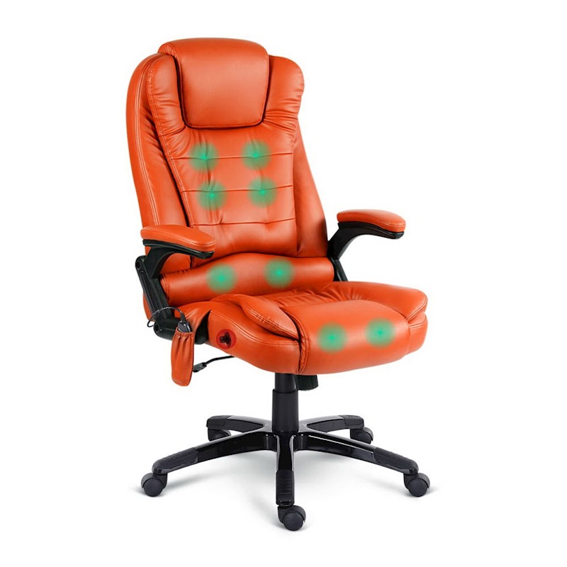 Executive 8 Point Heated Massage Office Chair Amber