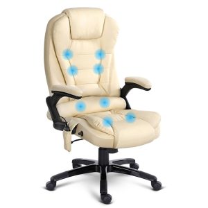 Executive 8 Point Heated Massage Office Chair Beige