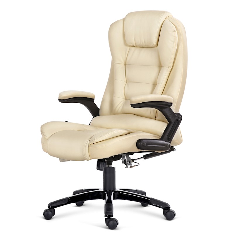 Executive 8 Point Heated Massage Office Chair Beige - Image 4