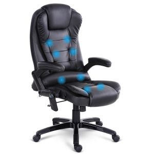 Executive 8 Point Heated Massage Office Chair Black