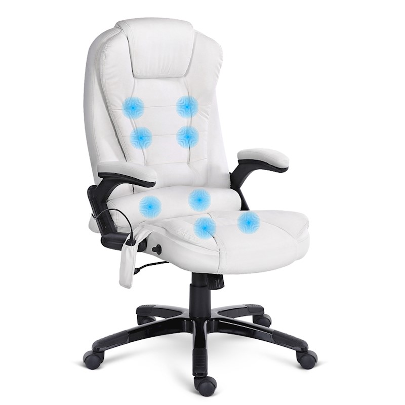 Executive 8 Point Heated Massage Office Chair White