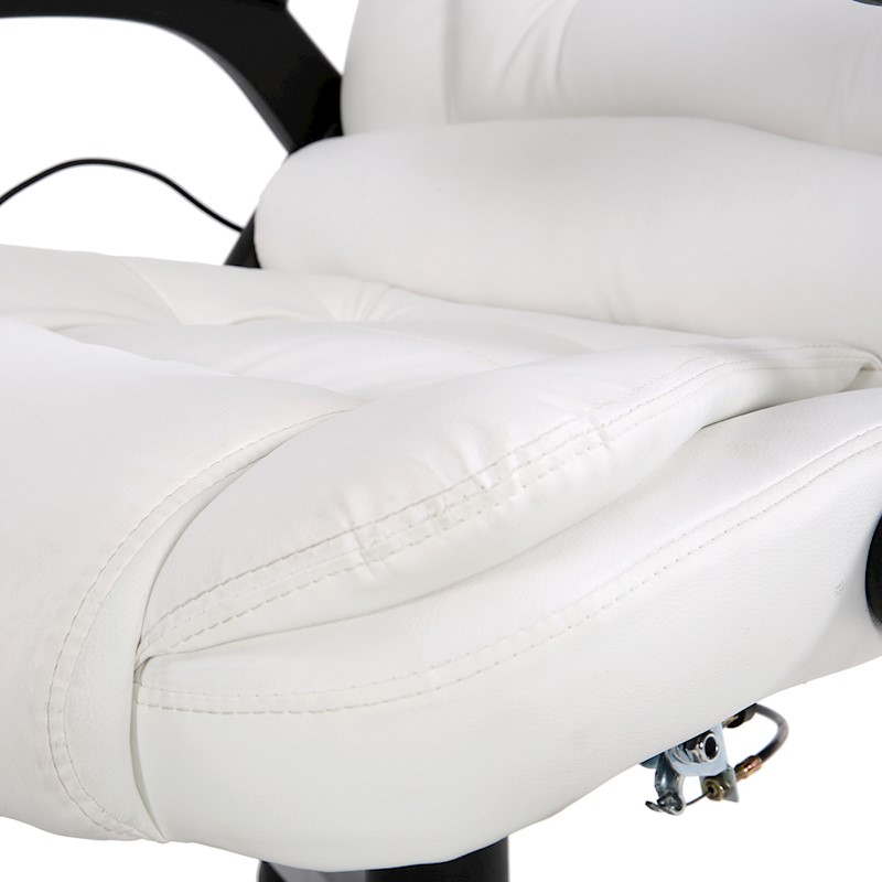 Executive 8 Point Heated Massage Office Chair White - Image 7
