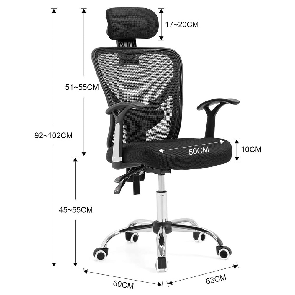 Executive High Back Mesh Chair Black Style 3 - Image 2