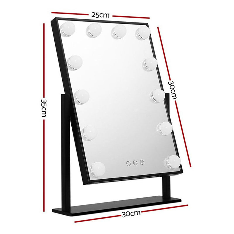 Hollywood Mirror Glamour LED Mirror 12 Bulb Standing Mirror Black 25 x 30cm - Image 2