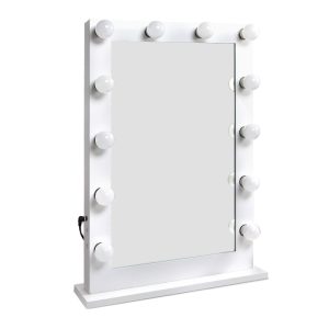 Hollywood Mirror Glamour LED Mirror 12 Bulb Standing Mirror White 50 x 60cm
