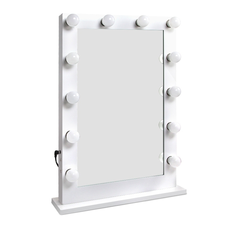 Hollywood Mirror Glamour LED Mirror 12 Bulb Standing Mirror White 50 x 60cm