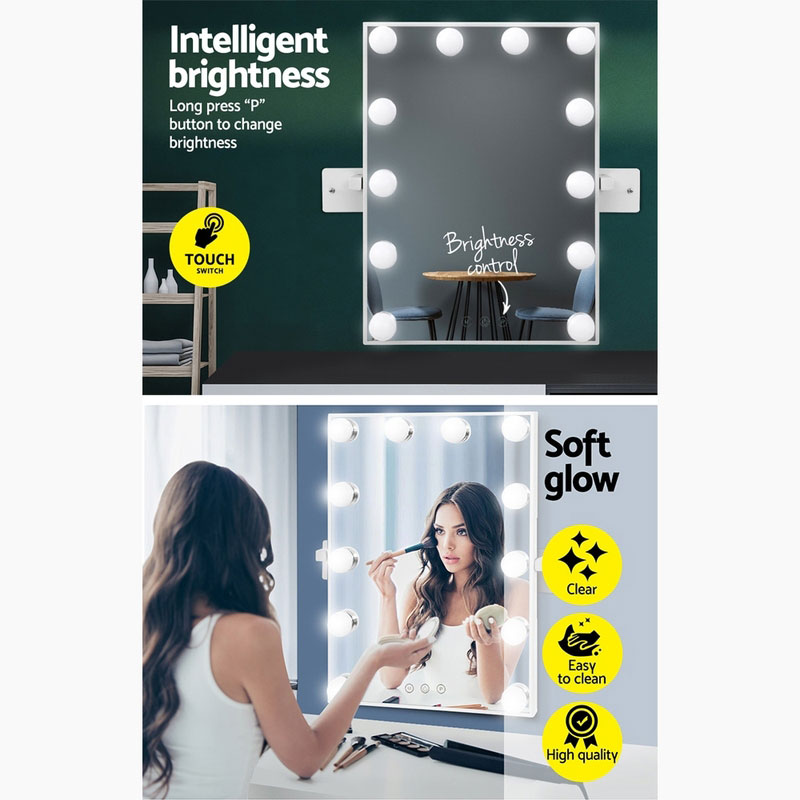 Hollywood Mirror Glamour LED Mirror 12 Bulb Wall Mountable 30 x 40cm - Image 3