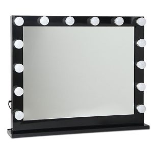 Hollywood Mirror Glamour LED Mirror 14 Bulb Standing Mirror Black 80 x 65cm