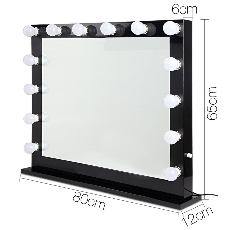Hollywood Mirror Glamour LED Mirror 14 Bulb Standing Mirror Black 80 x 65cm - Image 2