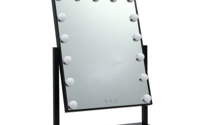 Hollywood Mirror Glamour LED Mirror 15 Bulb Standing Mirror Black 40 x 50cm