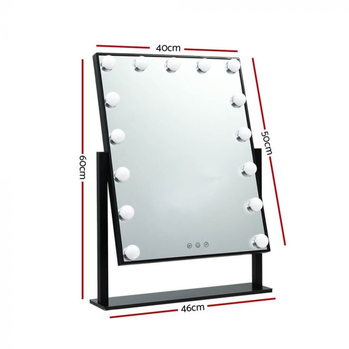 Hollywood Mirror Glamour LED Mirror 15 Bulb Standing Mirror Black 40 x 50cm - Image 2