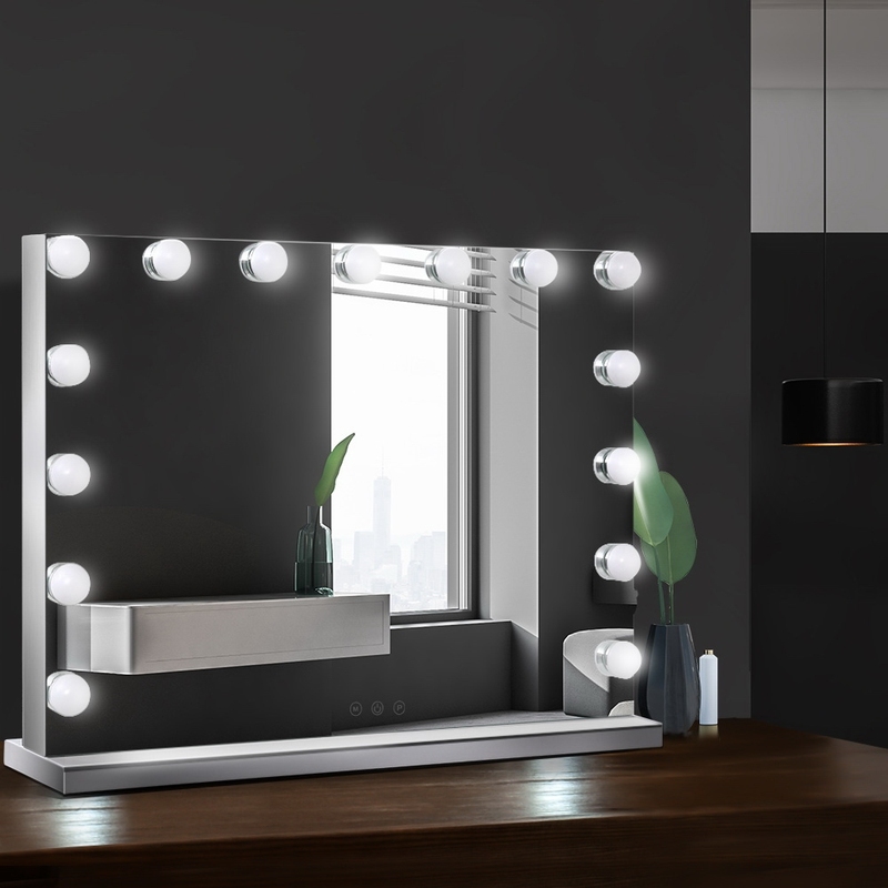 Hollywood Mirror Glamour LED Mirror 15 Bulb Standing Mirror Frameless 58 x 46cm - Image 3