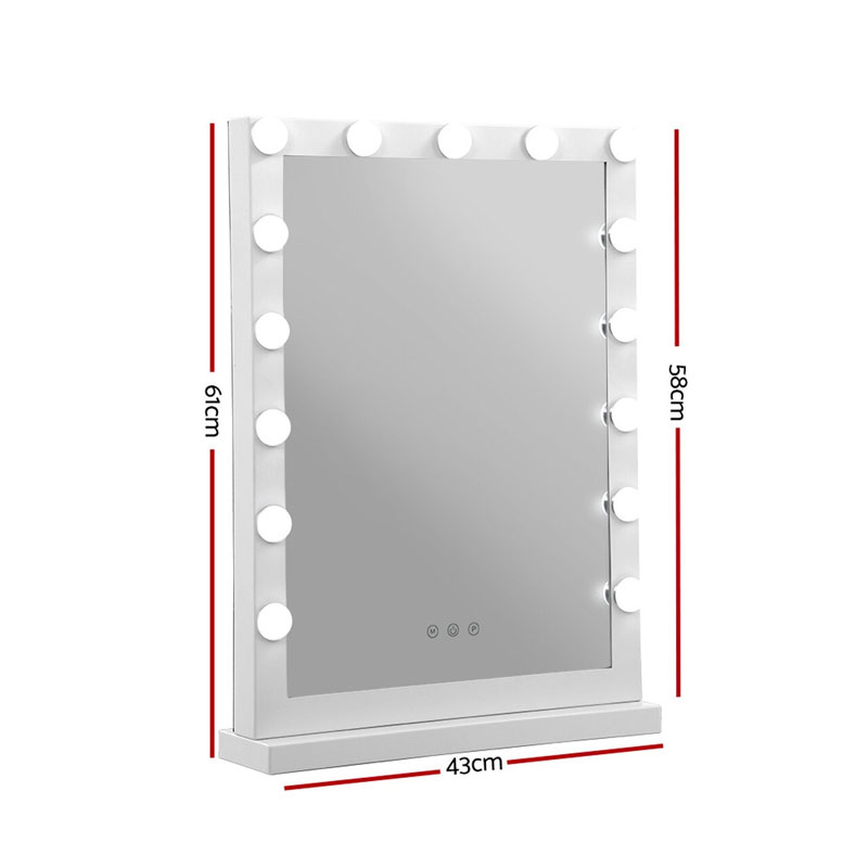 Hollywood Mirror Glamour LED Mirror 15 Bulb Standing Mirror White 43 x 61cm - Image 2