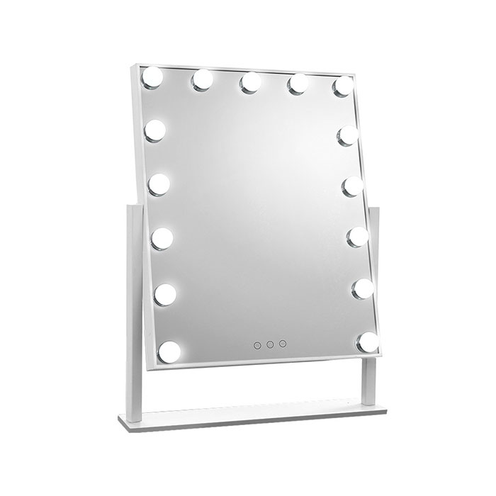 Hollywood Mirror Glamour LED Mirror 15 Bulb Standing Mirror White 40 x 50cm