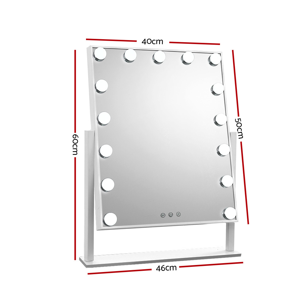 Hollywood Mirror Glamour LED Mirror 15 Bulb Standing Mirror White 40 x 50cm - Image 2