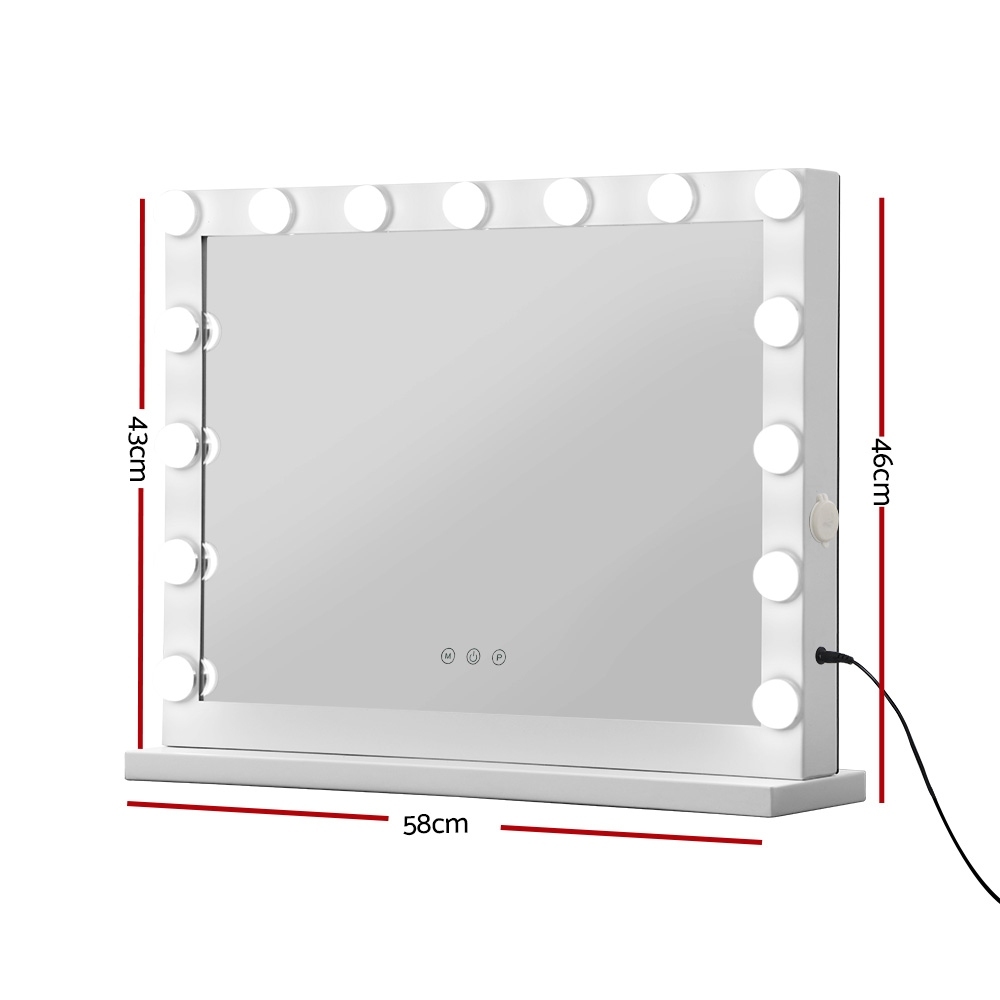 Hollywood Mirror Glamour LED Mirror 15 Bulb Standing Mirror White 58 x 46cm - Image 2
