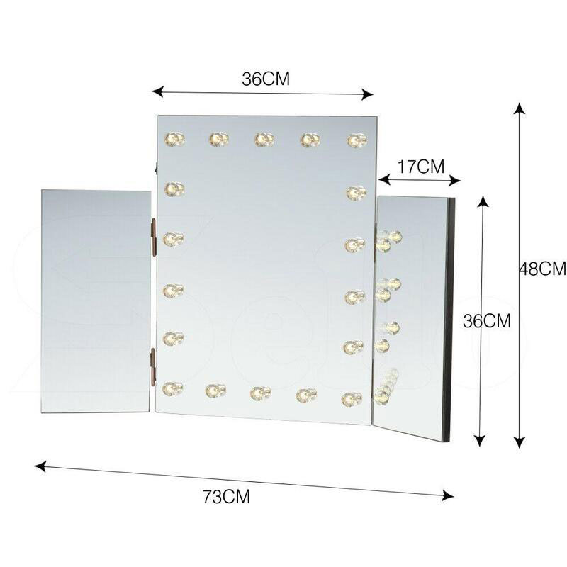 Hollywood Mirror Glamour LED Mirror 18 Bulb 3 Fold Standing Mirror - Image 2