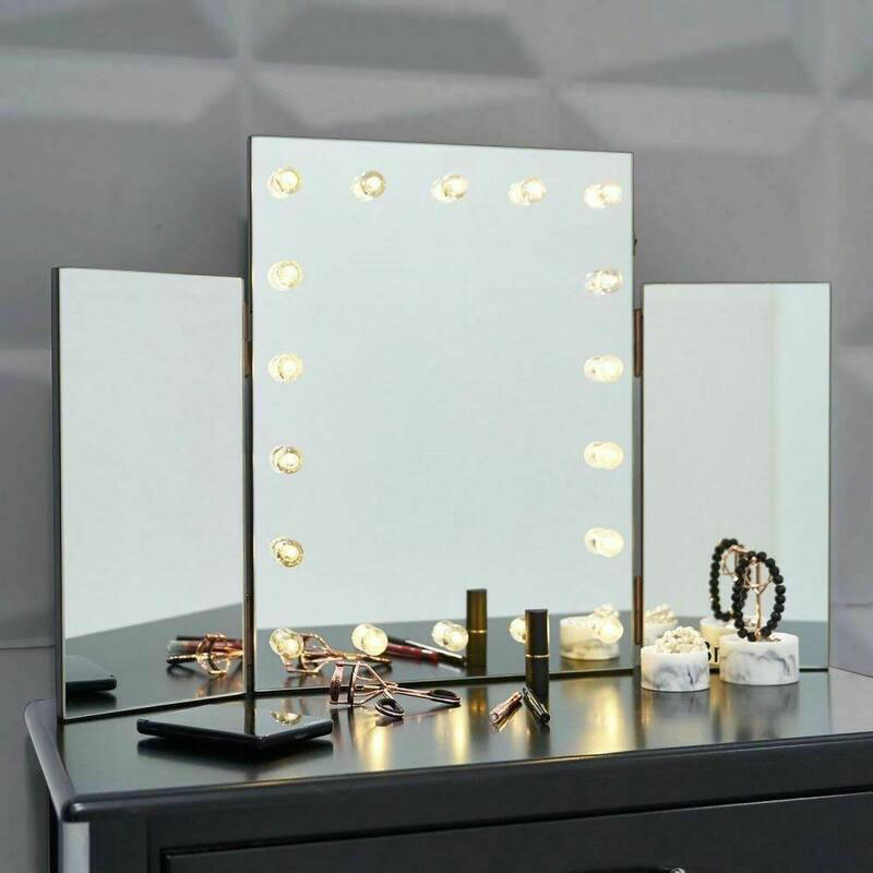 Hollywood Mirror Glamour LED Mirror 18 Bulb 3 Fold Standing Mirror - Image 4