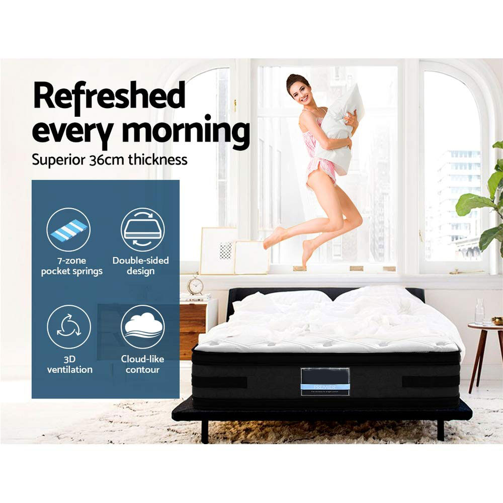 Mattress Pocket Spring Foam 36cm Medium Firm Euro Top - Image 2