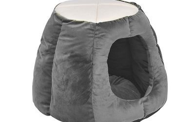 Pet Dog Cat Bed 2-in-1 Folding Igloo Grey