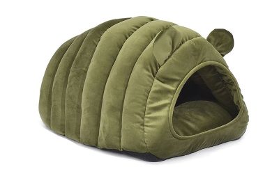 Pet Dog Cat Bed Cave Plush Green