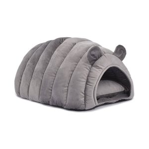 Pet Dog Cat Bed Cave Plush Grey