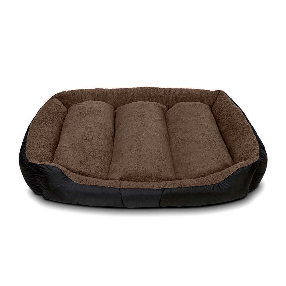 Pet Dog Cat Bed Warm Fleece Deluxe Brown - Image 2