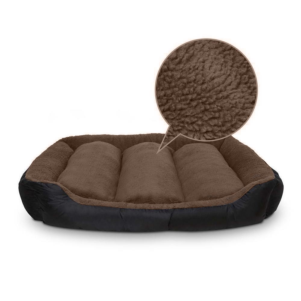 Pet Dog Cat Bed Warm Fleece Deluxe Brown - Image 3