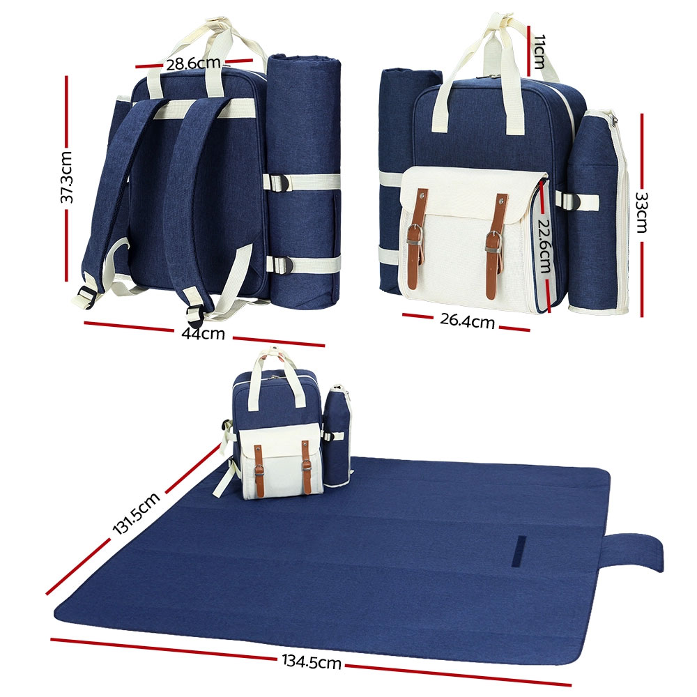 Picnic Bag 4 Person Alfresco Blue & White - Image 2